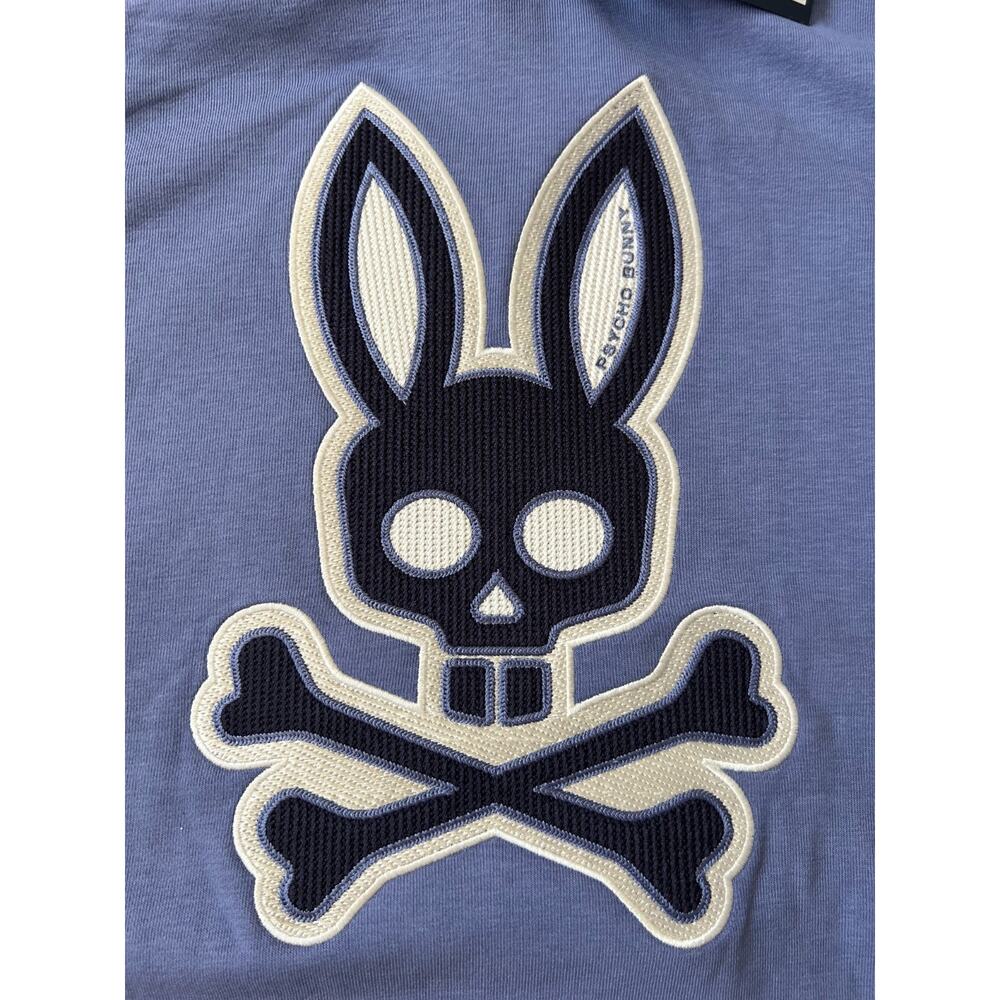 Psycho Bunny Ryder Embroidered Bunny Patch Hoodie Blue Ice Men's Size L New - Picture 5 of 16